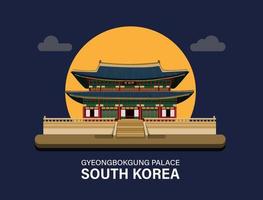 palais de gyeongbokgung, symbole de point de repère de bâtiment de la corée du sud pour le vecteur d'illustration de destination de voyage ou de tourisme