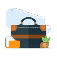 concept de affaires valise, homme d'affaire sac ou école sac. mallette icône concept de éducation, apprentissage, entreprise, finance. dessin animé minimal style. prêt à utilisation dans la toile, applications, logiciel, impression. vecteur