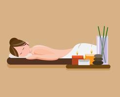 femme relaxante spa vecteur illustration plat