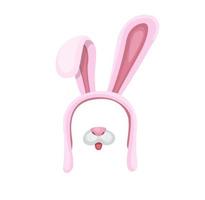 chapeau de lapin rose avec nez. actifs de masque de lapin pour le vecteur d'illustration plat de dessin animé de décoration photo isolé sur fond blanc