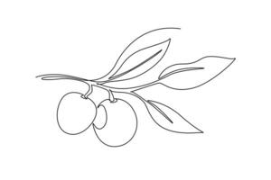 Célibataire continu ligne dessin entier en bonne santé biologique longan sur arbre tige pour jardin logo identité. Frais fruit concept pour fruit jardin icône. dynamique un ligne dessiner graphique conception illustration vecteur