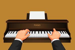 main, jouer, piano, pianiste, musicien, pratique, symbole, concept, dans, dessin animé, illustration, vecteur