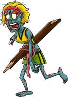 femme zombi dessin animé personnage en marchant vecteur