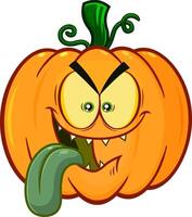 en colère Halloween citrouille dessin animé emoji visage personnage avec grincheux expression vecteur