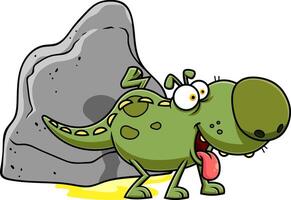 vert dino chien dessin animé personnage marquage le sien territoire vecteur