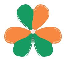 Célibataire coloré irlandais trèfle, feuille dans vert, Orange et blanc couleurs comme une drapeau de Irlande, le symbole de Saint patrick's journée vecteur