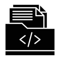 icône de glyphe de dossier de codage vecteur