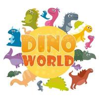 affiche du monde des dinosaures. dinosaures de dessin animé de vecteur