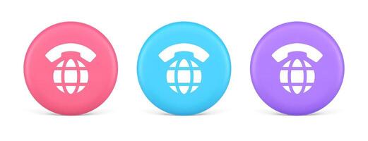 global téléphone la communication bouton l'Internet Téléphone lien 3d réaliste cercle icône vecteur