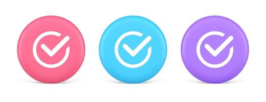 coche dans cercle terminé approuvé bouton D'accord acceptation positif voter entrer 3d réaliste cercle icône vecteur