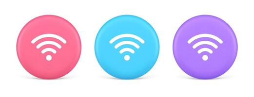 Wi Fi l'Internet lien bouton haute la vitesse sans fil cyberespace numérique réseau 3d cercle icône vecteur