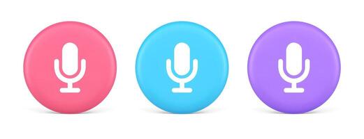 microphone voix du son enregistrement diffusion bouton la toile app médias la communication 3d cercle icône vecteur