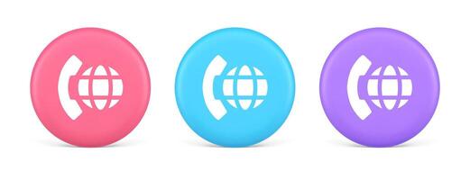 téléphone appel international global la communication bouton cyberespace dialogue conversation 3d cercle icône vecteur
