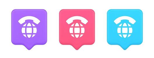 global téléphone la communication bouton l'Internet Téléphone lien 3d réaliste discours bulle icône vecteur