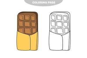 coloriage simple. emballage de chocolat. dessin à main levée simple à colorier. vecteur