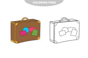 coloriage simple. livre de coloriage pour enfants, valise avec autocollants vecteur