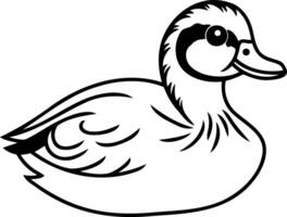 griffonnage canard agrafe art main tiré animal oiseau icône vecteur