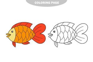 coloriage simple. feuille de dessin pour enfants d'âge préscolaire - poisson vecteur