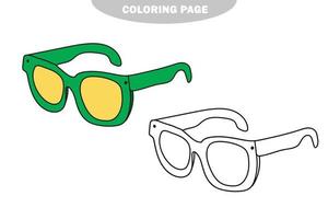 coloriage simple. livre de coloriage pour enfants, lunettes de soleil vecteur