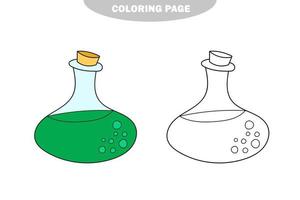 coloriage simple. livre de coloriage noir et blanc. bouteille en verre avec du poison vecteur