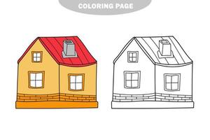 coloriage simple. illustration en noir et blanc d'une maison. vecteur. vecteur