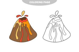 coloriage simple. livre de coloriage pour enfants simple - volcan. vecteur
