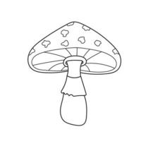 coloriage simple. modèle de page de livre de coloriage avec champignon amanite vecteur