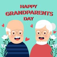 plat conception content grands-parents journée illustration avec floral vecteur