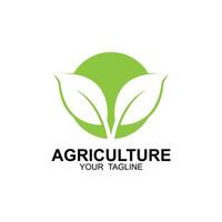 agriculture logo, ferme terre logo conception modèle vecteur