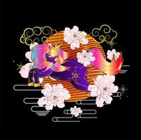 illustration vectorielle de licorne pour les enfants de la veste sukajan vecteur