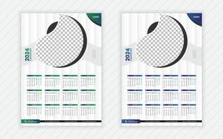 Célibataire page mur calendrier 2024 modèle, Créatif entreprise calendrier conception, mensuel calendrier, affaires calendrier, abstrait vecteur