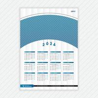 Célibataire page mur calendrier 2024 modèle, Créatif entreprise calendrier conception, mensuel calendrier, affaires calendrier, abstrait vecteur