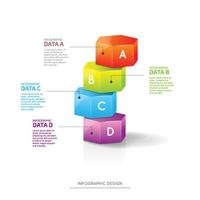 3d hexagonal infographie illustration. 4 pas affaires processus concept. vecteur