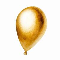 aquarelle d'or déjouer ballon. main tiré anniversaire et fête décoration isolé sur blanc Contexte. brillant élément pour concepteurs, impressions, bébé douche, cartes postales, vecteur