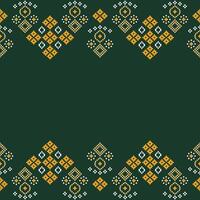 traditionnel ethnique motifs ikat géométrique en tissu modèle traverser point.ikat broderie ethnique Oriental pixel vert Contexte. résumé,illustration. texture, décoration, papier peint. vecteur