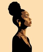 avatar icône africain américain afro femme frisé cheveux permanent de côté pour social réseau. activiste. féminisme. portrait. vecteur