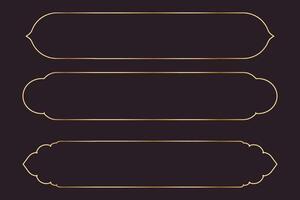ensemble longue Cadre mince ligne or frontière brillant panneau vide interface fantaisie Jeu menu isolé sur foncé Contexte. élégant médiéval métal conception. vecteur