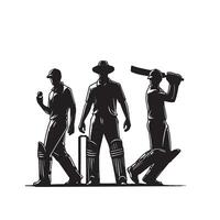 criquet joueur silhouette. criquet joueur batteur différent portée silhouette illustration. criquet joueur logo vecteur