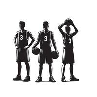 basketball pince silhouette. homme, basketball joueur illustration vecteur