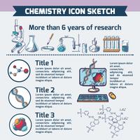 Esquisse infographique de recherche en chimie vecteur