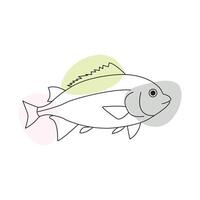 poisson un ligne art dessin illustration vecteur