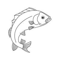 poisson un ligne art dessin illustration vecteur