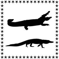 alligator silhouette, main tiré aligator silhouette illustration vecteur