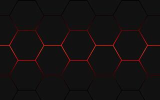 3d noir hexagone modèle Contexte avec rouge lumière lignes vecteur