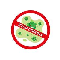 arrêter le signe d'avertissement d'épidémie de maladie du virus corona simbol dans le vecteur d'illustration plat de dessin animé isolé sur fond blanc