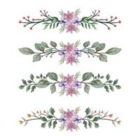 le fleurit verdure floral feuillage ornement coin texte séparateur élégance cadre pour invitations carte modèle vecteur