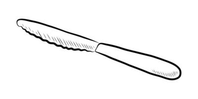 noir et blanc contour dessin de une cuisine couteau vecteur