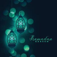 Ramadan kareem les lampes sur bokeh Contexte vecteur