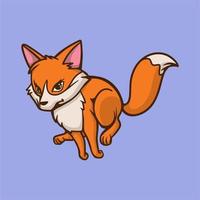 dessin animé animal design renard saute logo mascotte mignon vecteur