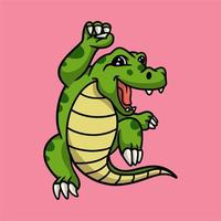 Le crocodile de conception d'animaux de dessin animé a réussi le logo de mascotte mignon vecteur